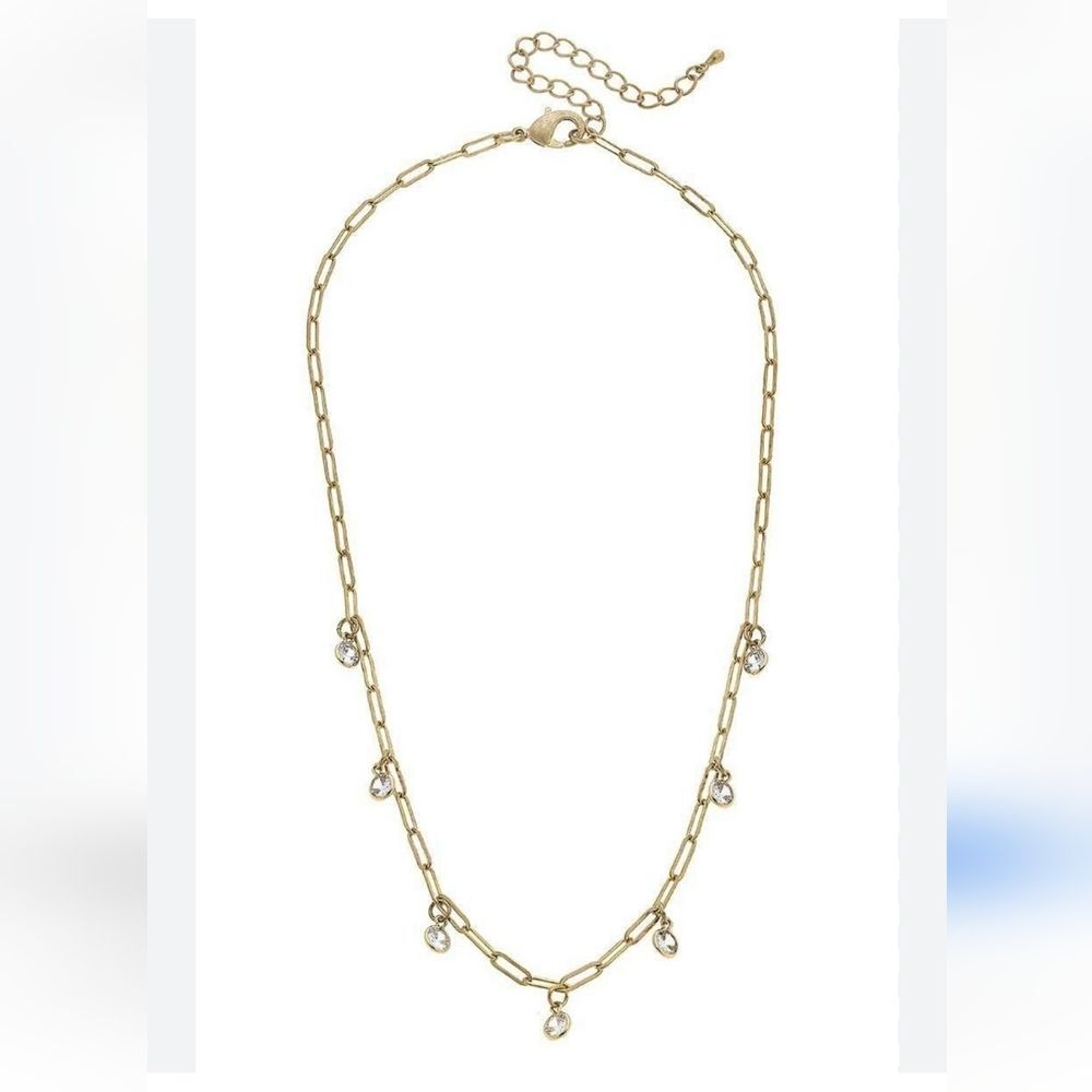 Canvas Lyra Paperclip Chain Rhinestone Drip Necklace